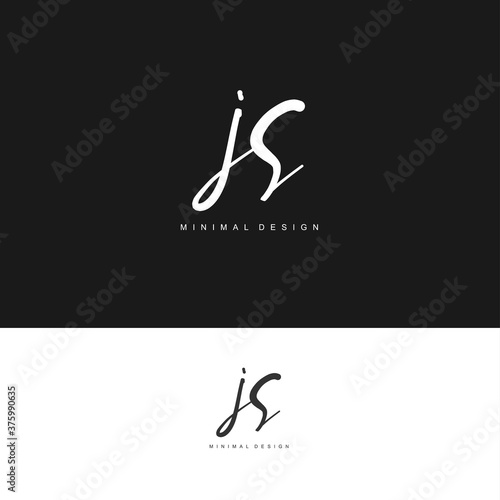 JS Initial handwriting or handwritten logo for identity. Logo with signature and hand drawn style.