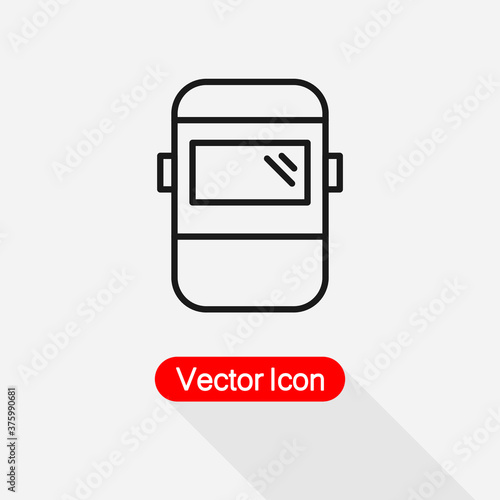 Welder Helmet Icon, Safety Metal Works Icon Vector Illustration Eps10