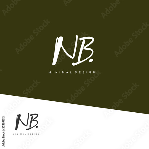 NB Initial handwriting or handwritten logo for identity. Logo with signature and hand drawn style.