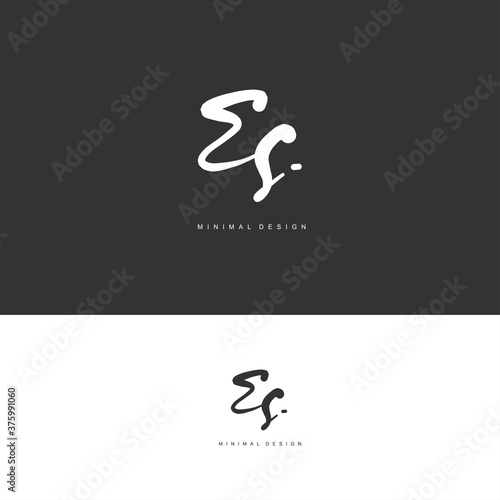 ES Initial handwriting or handwritten logo for identity. Logo with signature and hand drawn style.