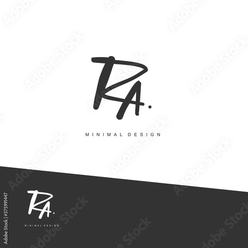 RA Initial handwriting or handwritten logo for identity. Logo with signature and hand drawn style.