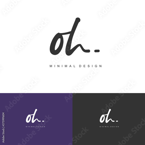 OH Initial handwriting or handwritten logo for identity. Logo with signature and hand drawn style.