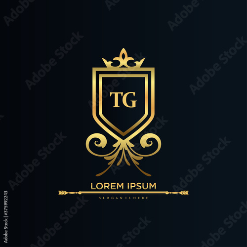 TG Letter Initial with Royal Template.elegant with crown logo vector, Creative Lettering Logo Vector Illustration.