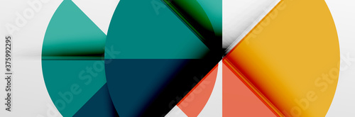 Bright color circles, abstract round shapes and triangles composition with shadow effects. Vector modern geometric design template Free Download Bright color circles, abstract round shapes and triangles composition with shadow effects. Vector modern geometric design template - GFXLoad