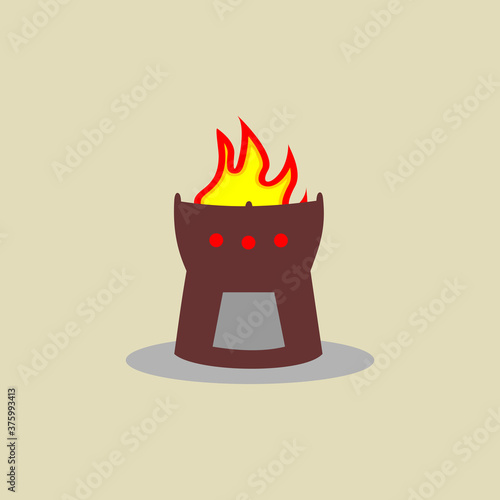 traditional stove with charcoal vector