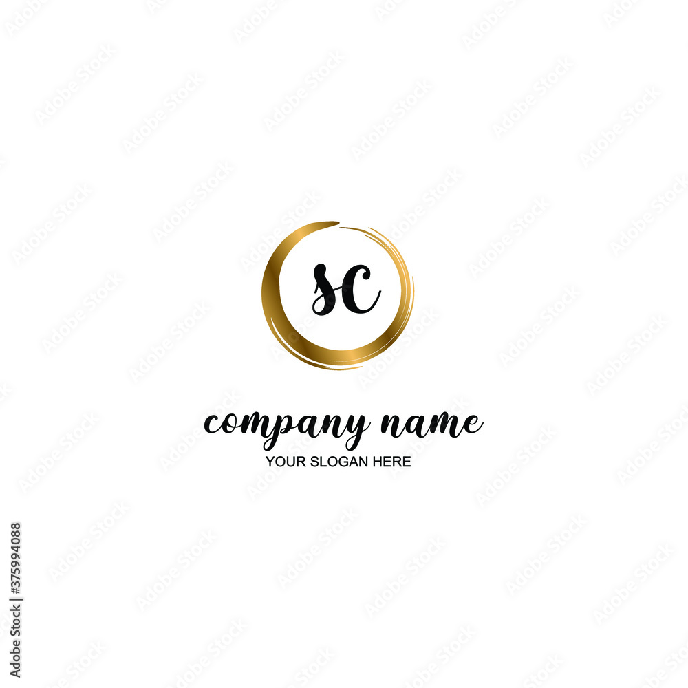 SC Initial handwriting logo template vector SC Initial handwriting logo template vector