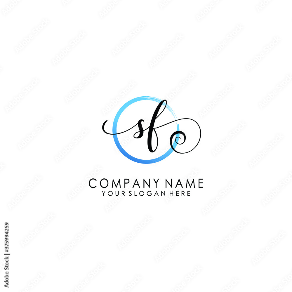 SF Initial handwriting logo template vector SF Initial handwriting logo template vector