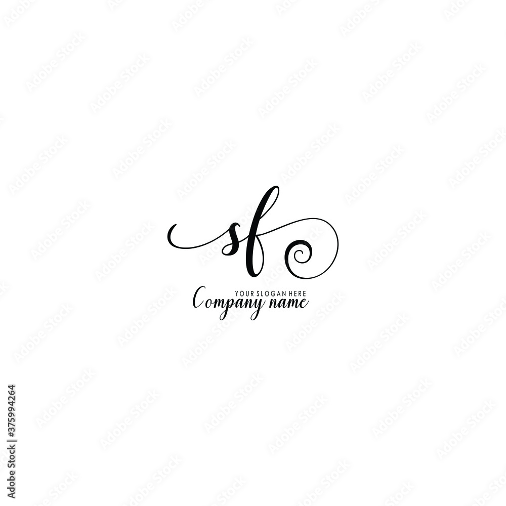 SF Initial handwriting logo template vector SF Initial handwriting logo template vector