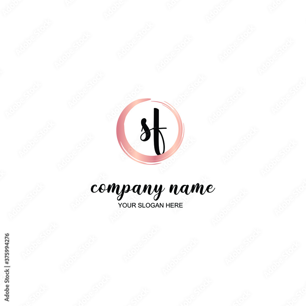 SF Initial handwriting logo template vector SF Initial handwriting logo template vector