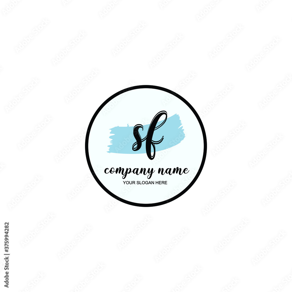 SF Initial handwriting logo template vector SF Initial handwriting logo template vector