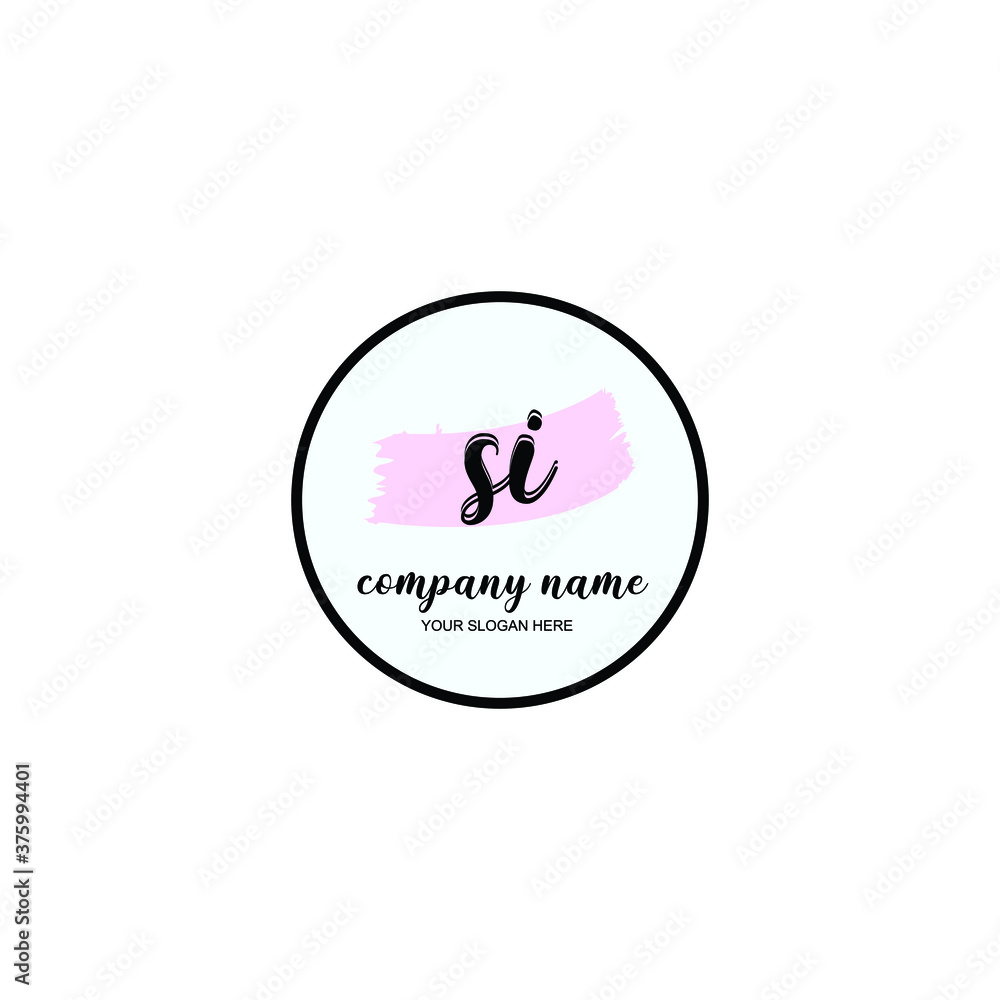 SI Initial handwriting logo template vector SI Initial handwriting logo template vector