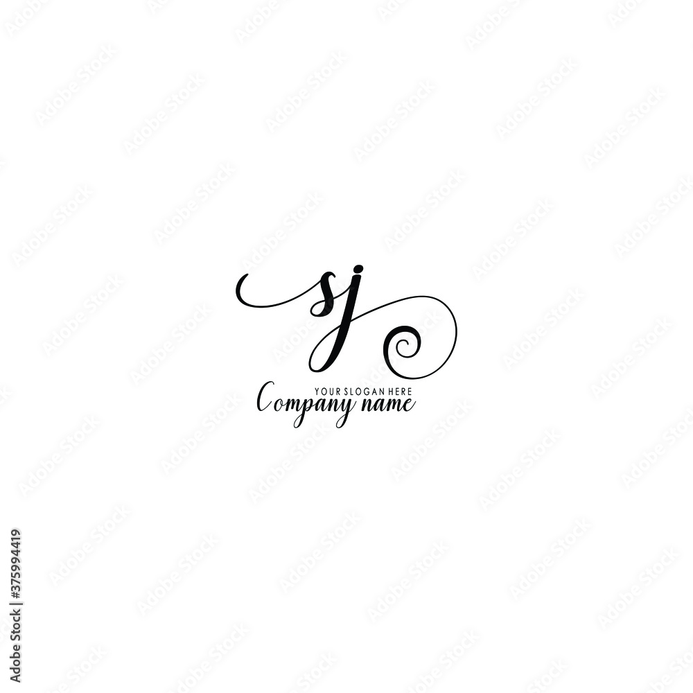 SJ Initial handwriting logo template vector SJ Initial handwriting logo template vector