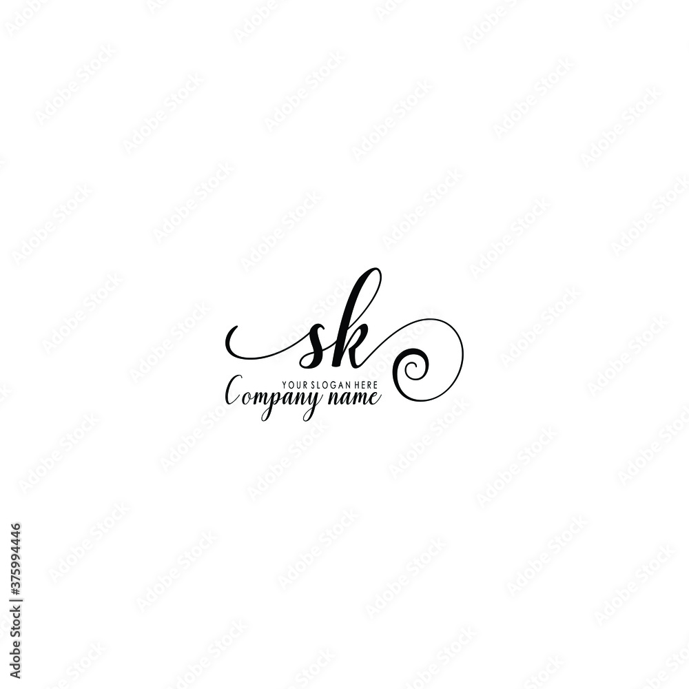 SK Initial handwriting logo template vector SK Initial handwriting logo template vector