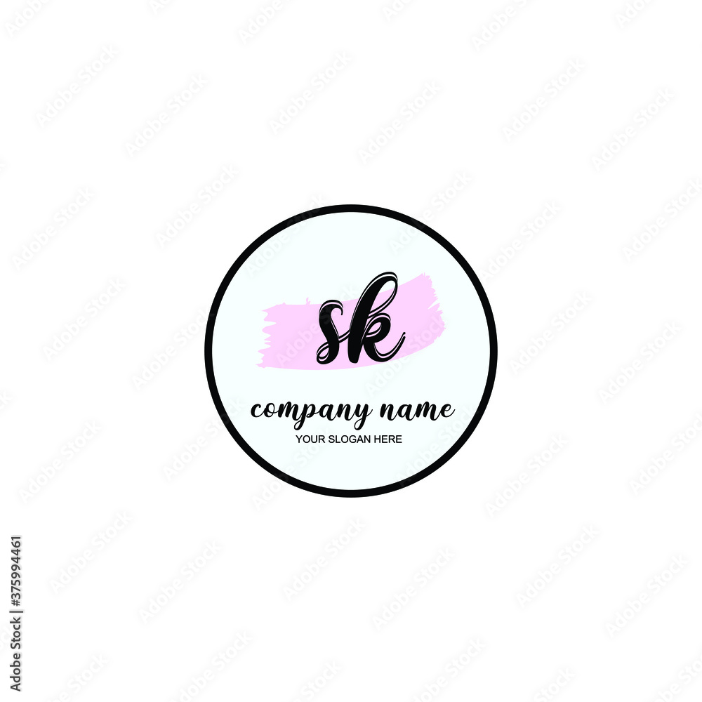SK Initial handwriting logo template vector