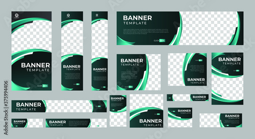 set of corporate web banners of standard size with a place for photos. Vertical, horizontal and square template. vector illustration EPS 10