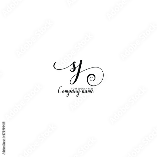 SJ Initial handwriting logo template vector