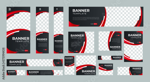 set of corporate web banners of standard size with a place for photos. Vertical, horizontal and square template. vector illustration EPS 10
