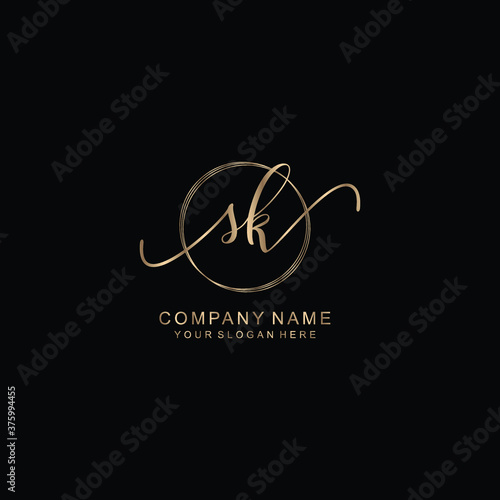 SK Initial handwriting logo template vector