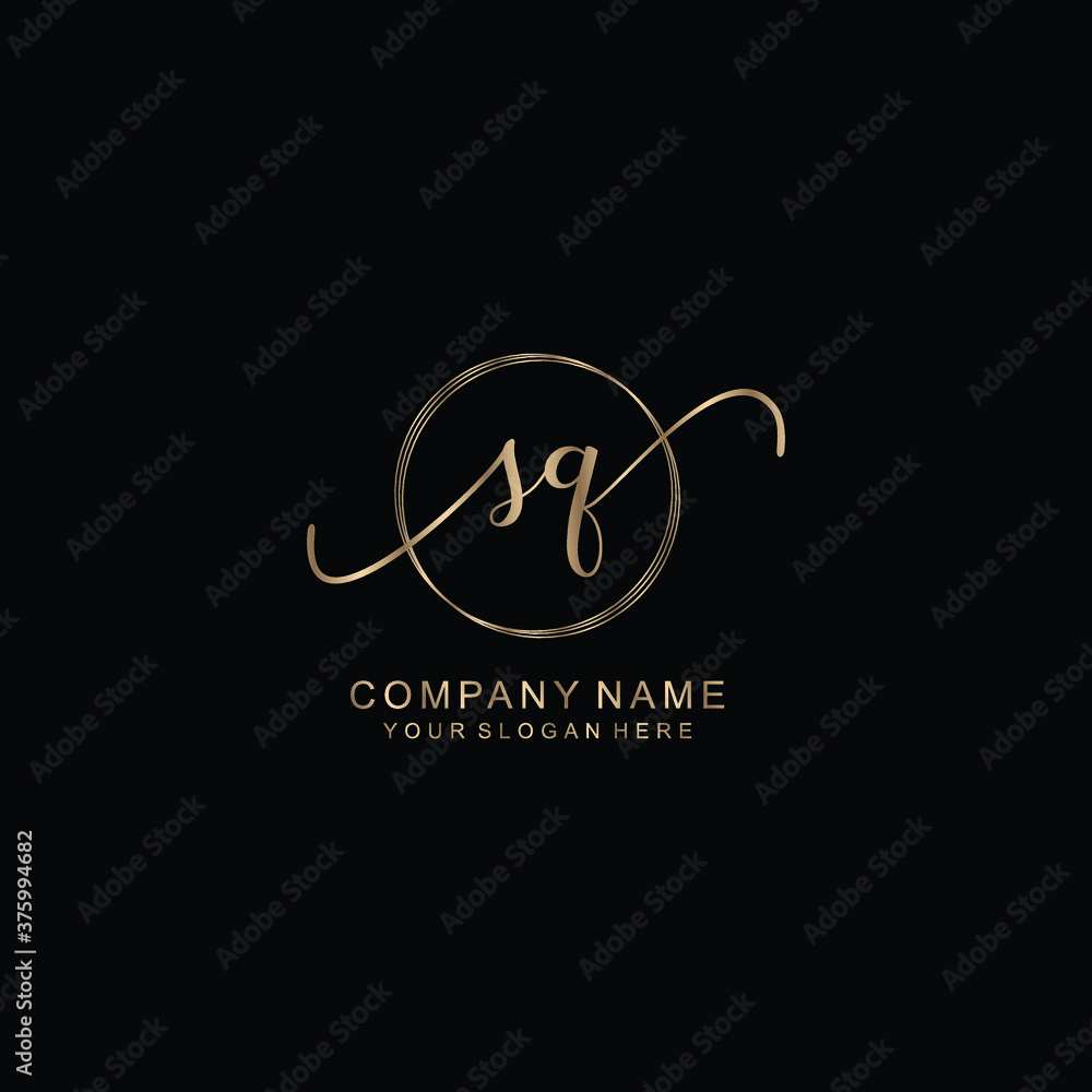 SQ Initial handwriting logo template vector SQ Initial handwriting logo template vector