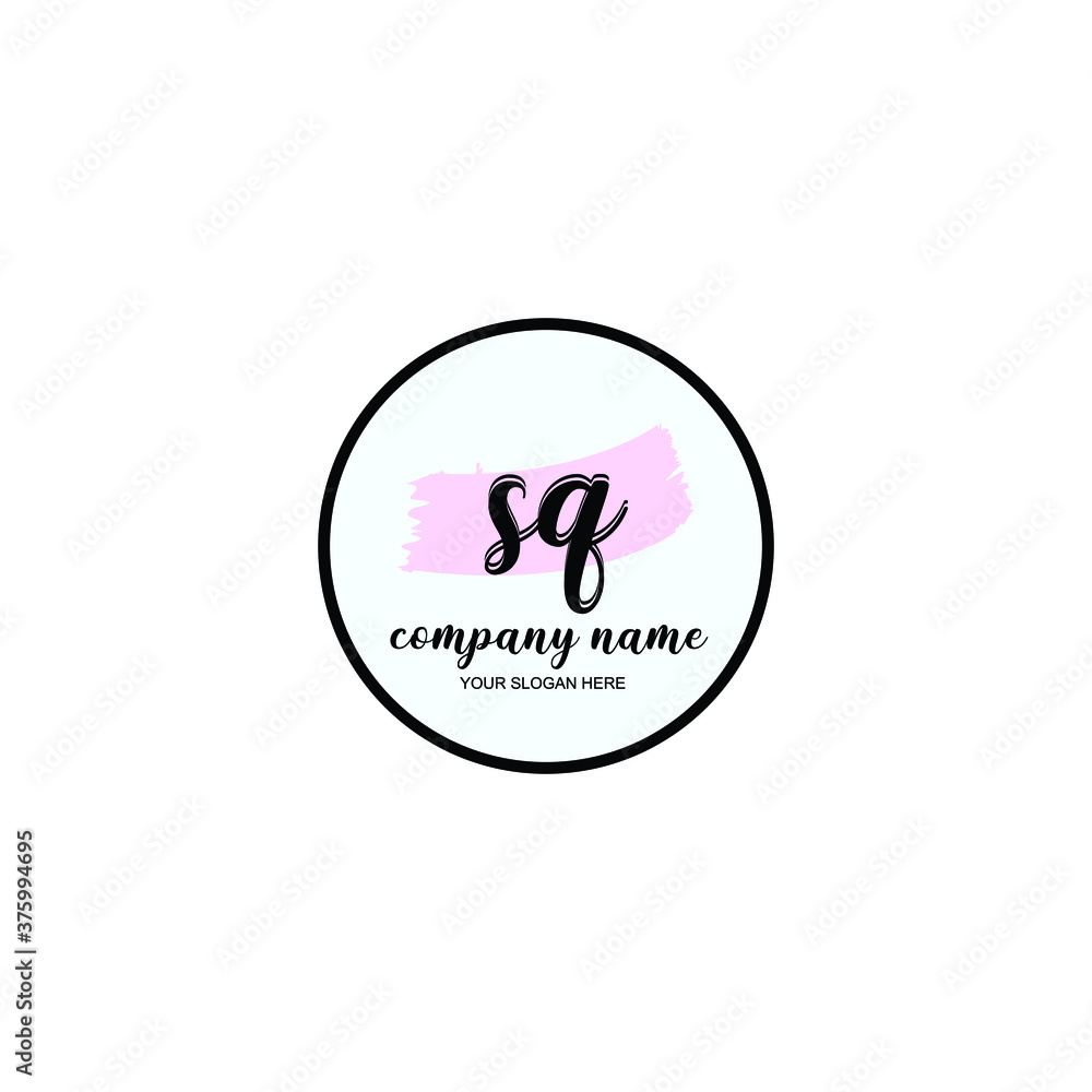 SQ Initial handwriting logo template vector SQ Initial handwriting logo template vector