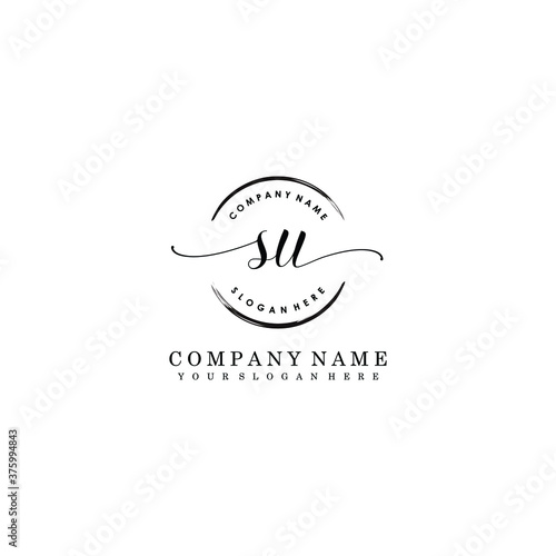 SU Initial handwriting logo template vector