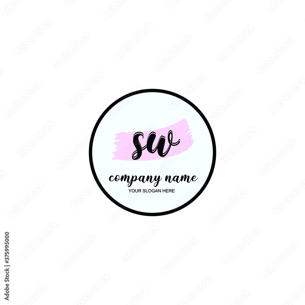 SW Initial handwriting logo template vector SW Initial handwriting logo template vector
