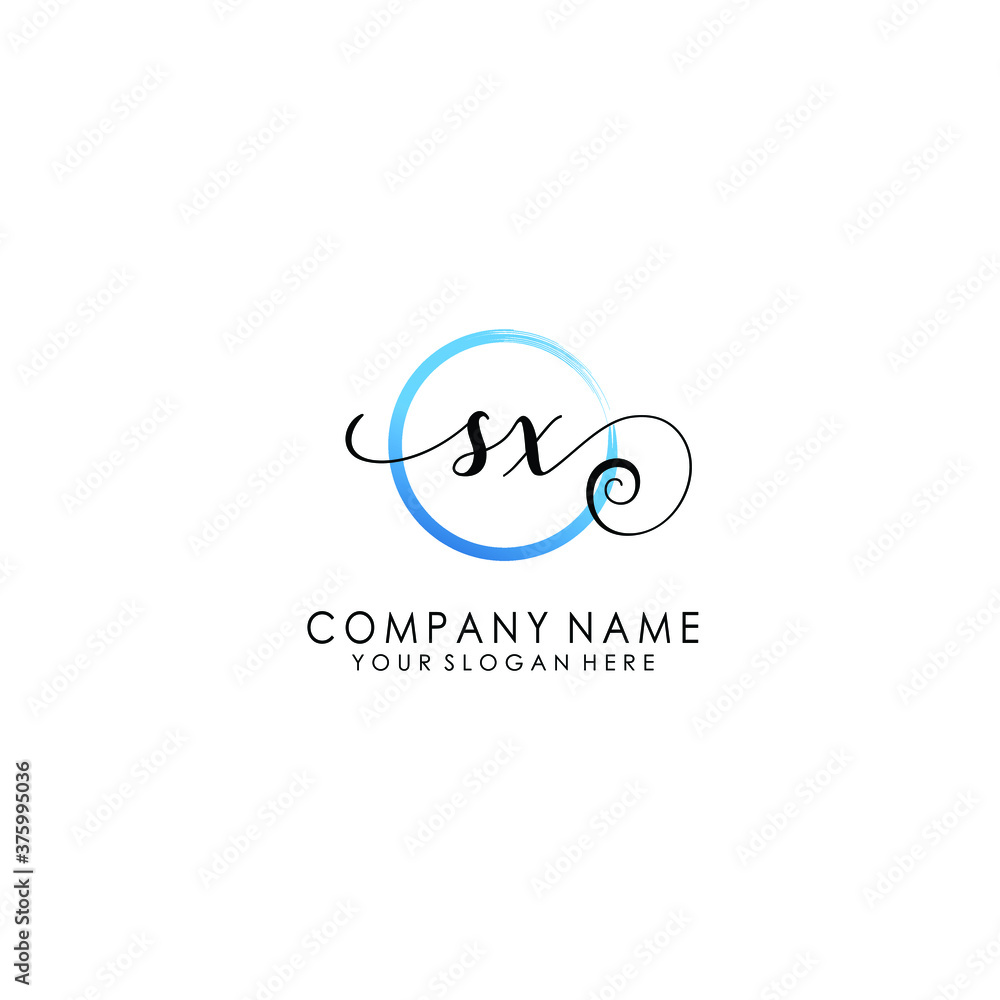 SX Initial handwriting logo template vector SX Initial handwriting logo template vector