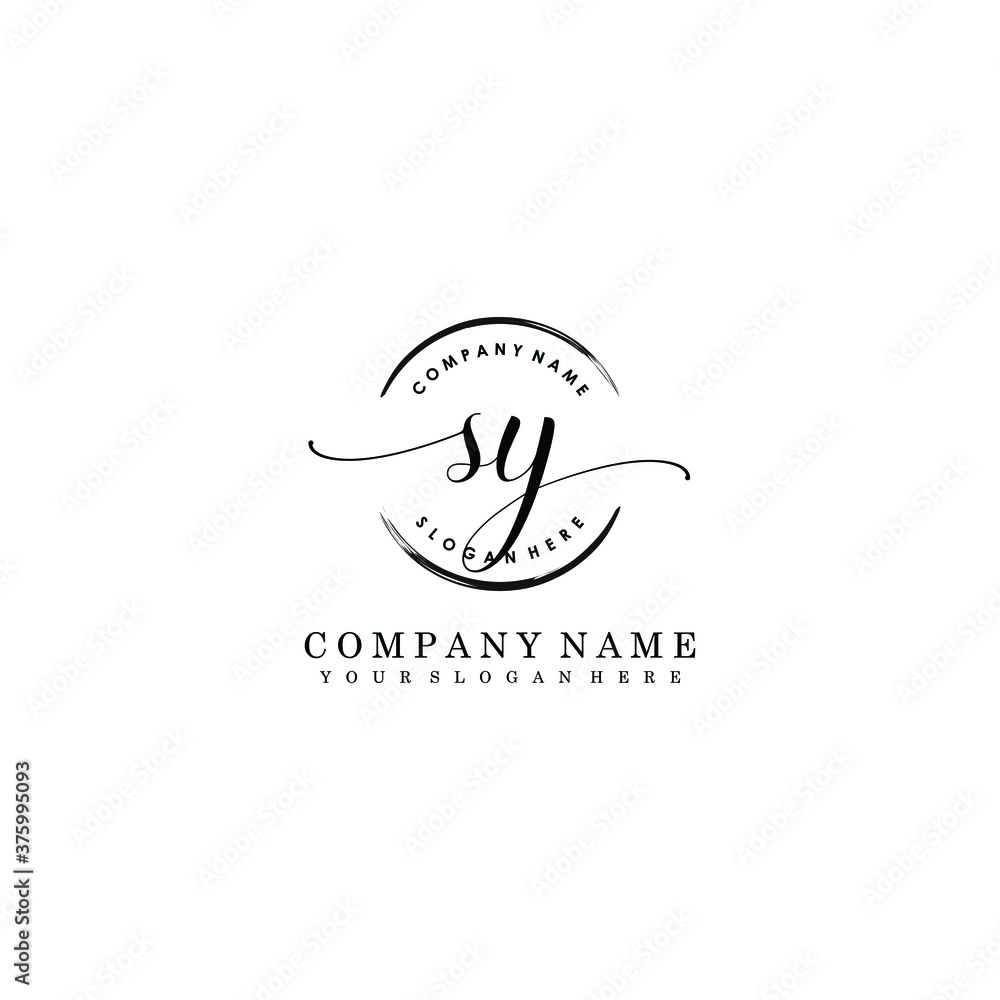 SY Initial handwriting logo template vector SY Initial handwriting logo template vector