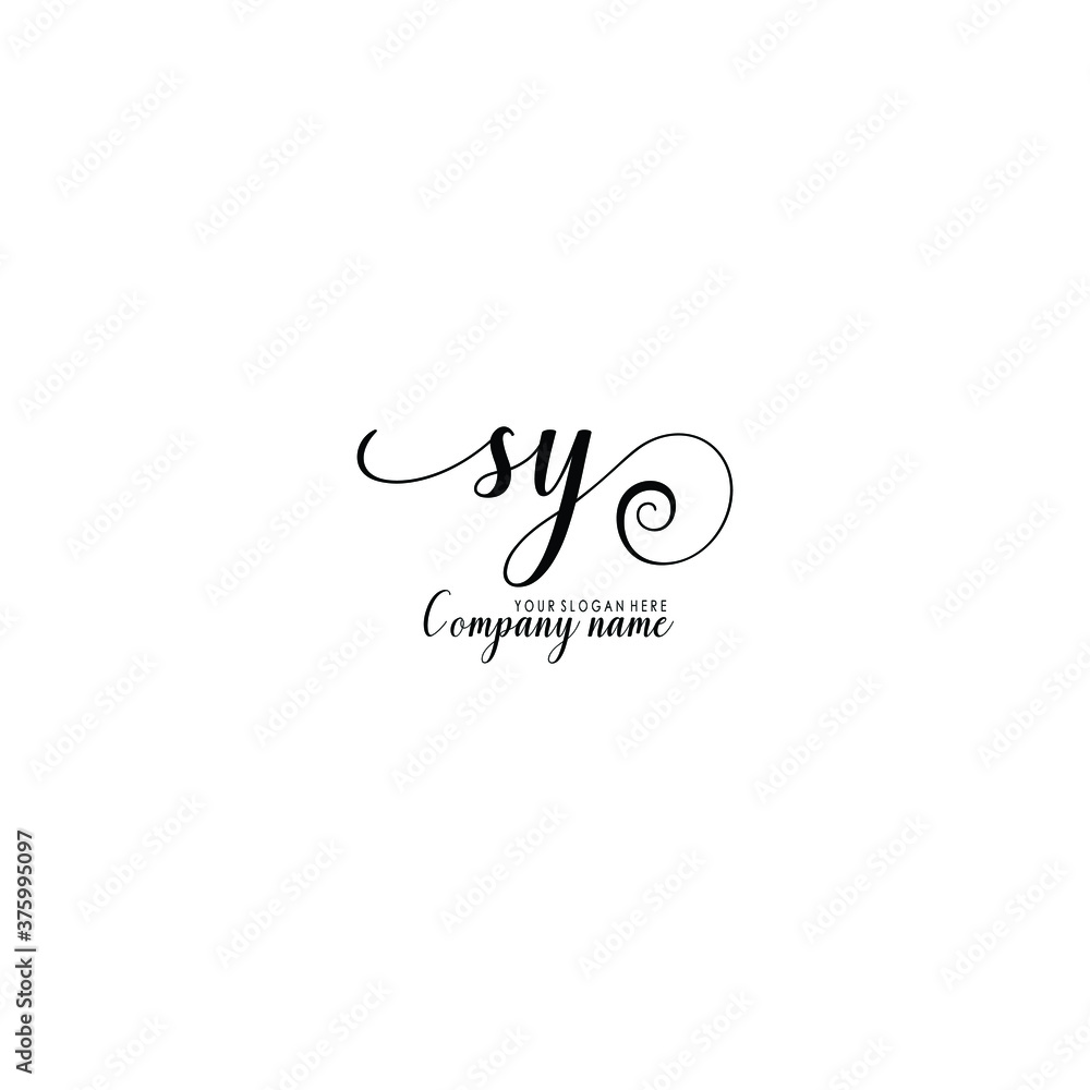 SY Initial handwriting logo template vector
