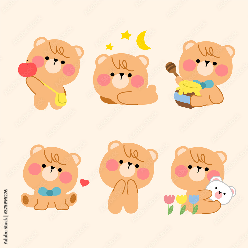 Lovely Playful Teddy Bear Simple Mascot Illustration Lovely Playful Teddy Bear Simple Mascot Illustration