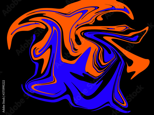 dark blue and orange abstract watercolor luxury pattern fluid liquid color on black.