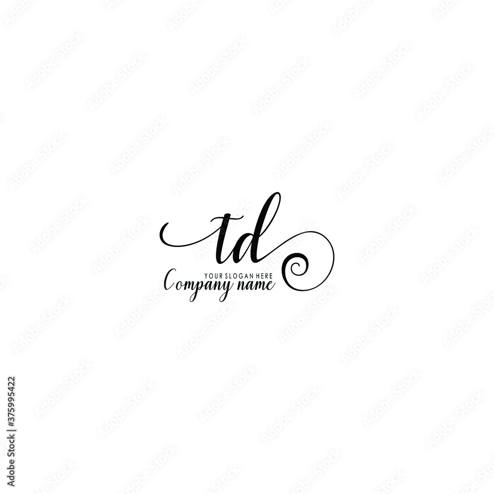 TD Initial handwriting logo template vector

