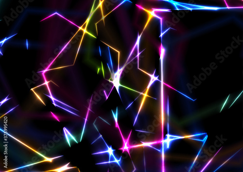 Colorful glowing neon laser lines abstract background. Concept crystal glass vector design