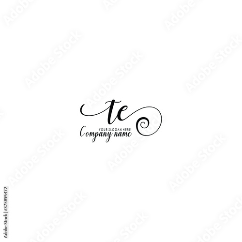 TE Initial handwriting logo template vector 
