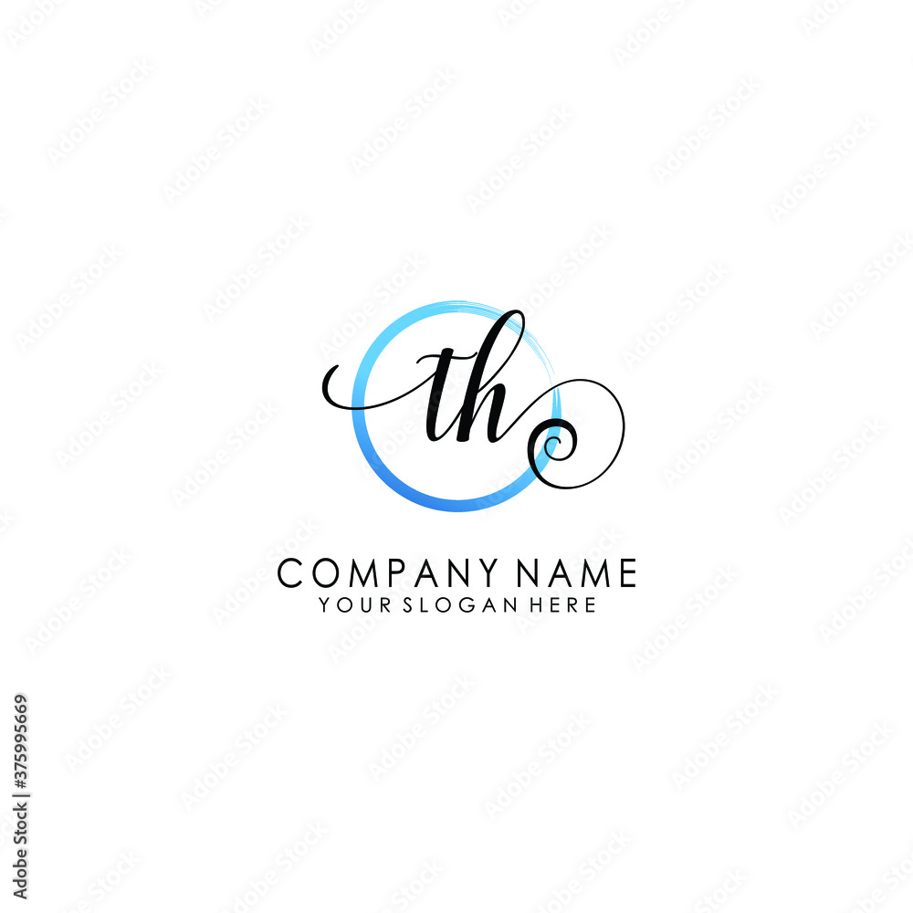 TH Initial handwriting logo template vector TH Initial handwriting logo template vector