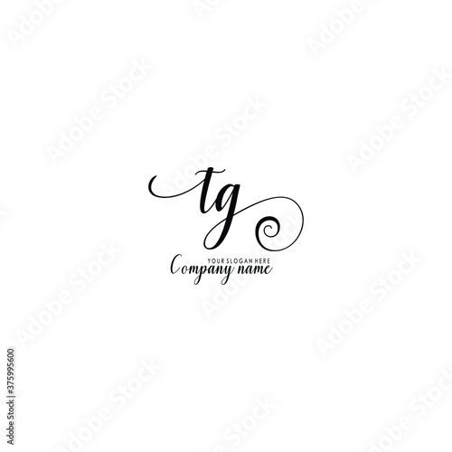 TG Initial handwriting logo template vector 