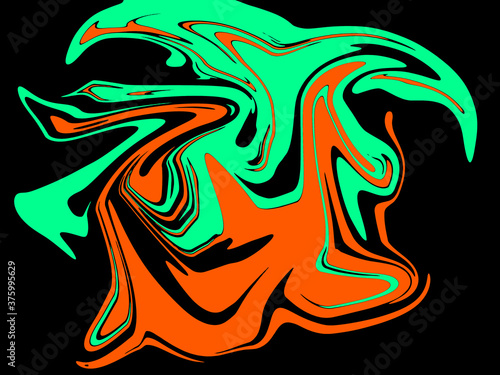 Wallpaper Mural abstract orange and green watercolor luxury pattern fluid liquid color on black. Torontodigital.ca