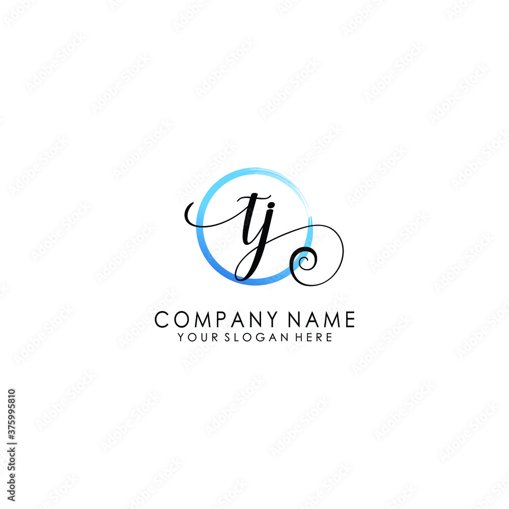 TJ Initial handwriting logo template vector TJ Initial handwriting logo template vector