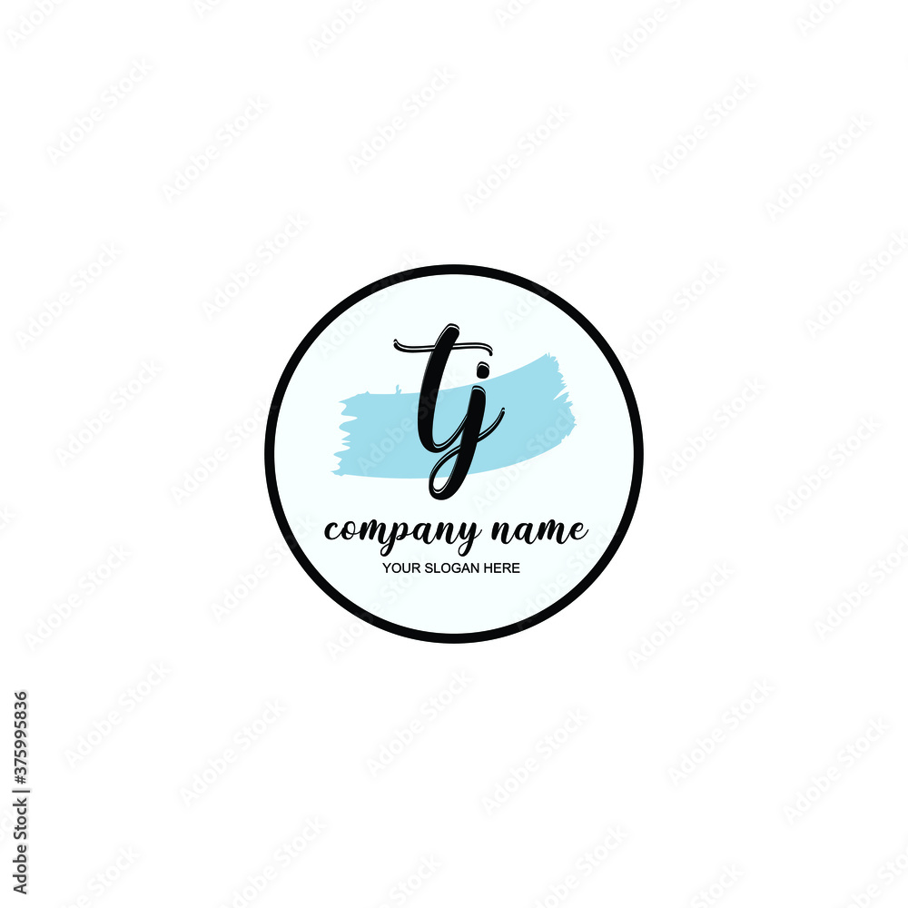 TJ Initial handwriting logo template vector TJ Initial handwriting logo template vector
