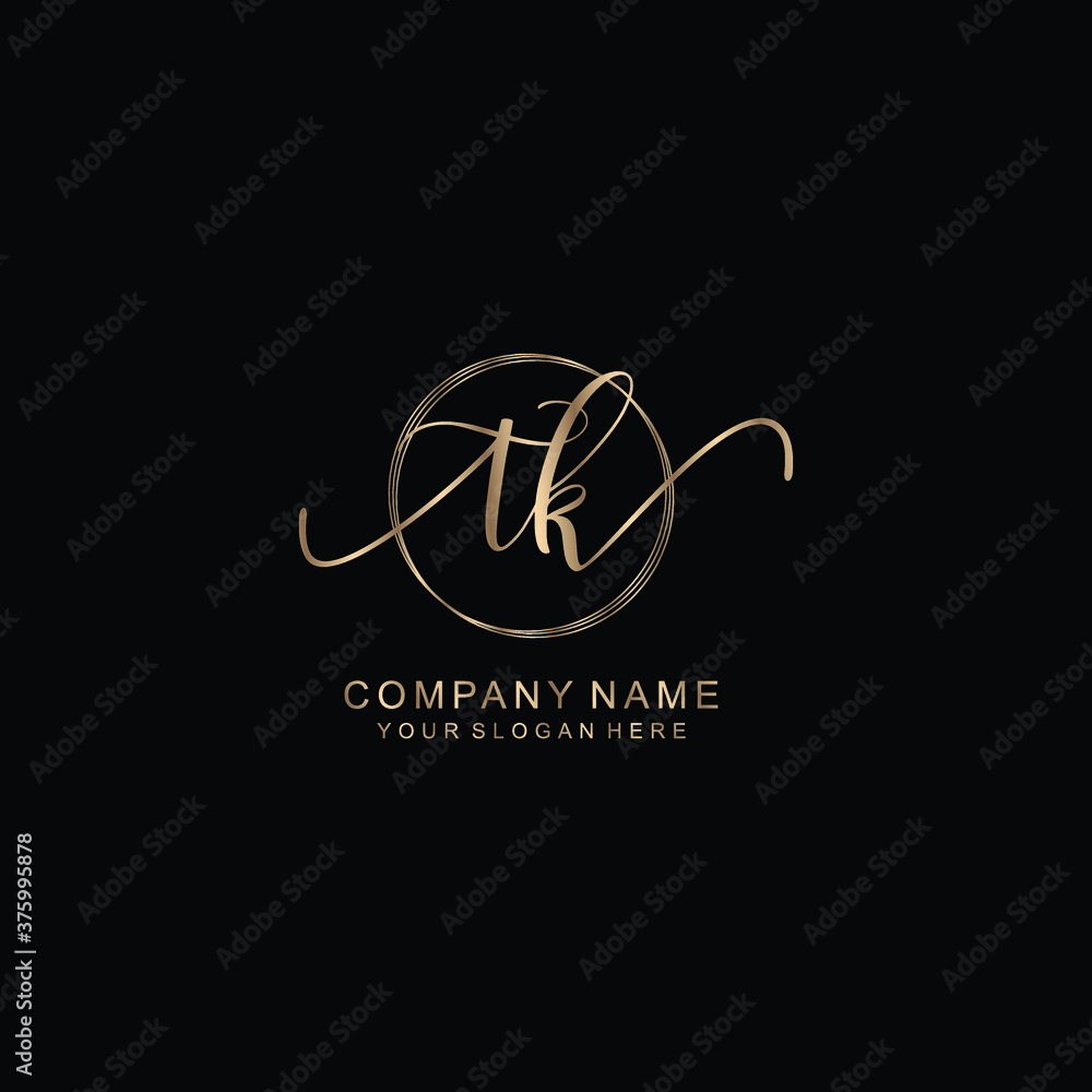 TK Initial handwriting logo template vector TK Initial handwriting logo template vector