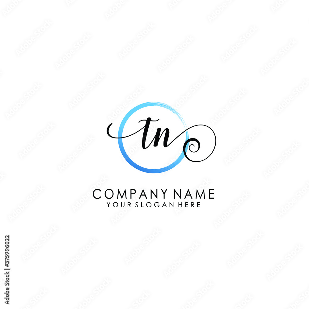 TN Initial handwriting logo template vector TN Initial handwriting logo template vector