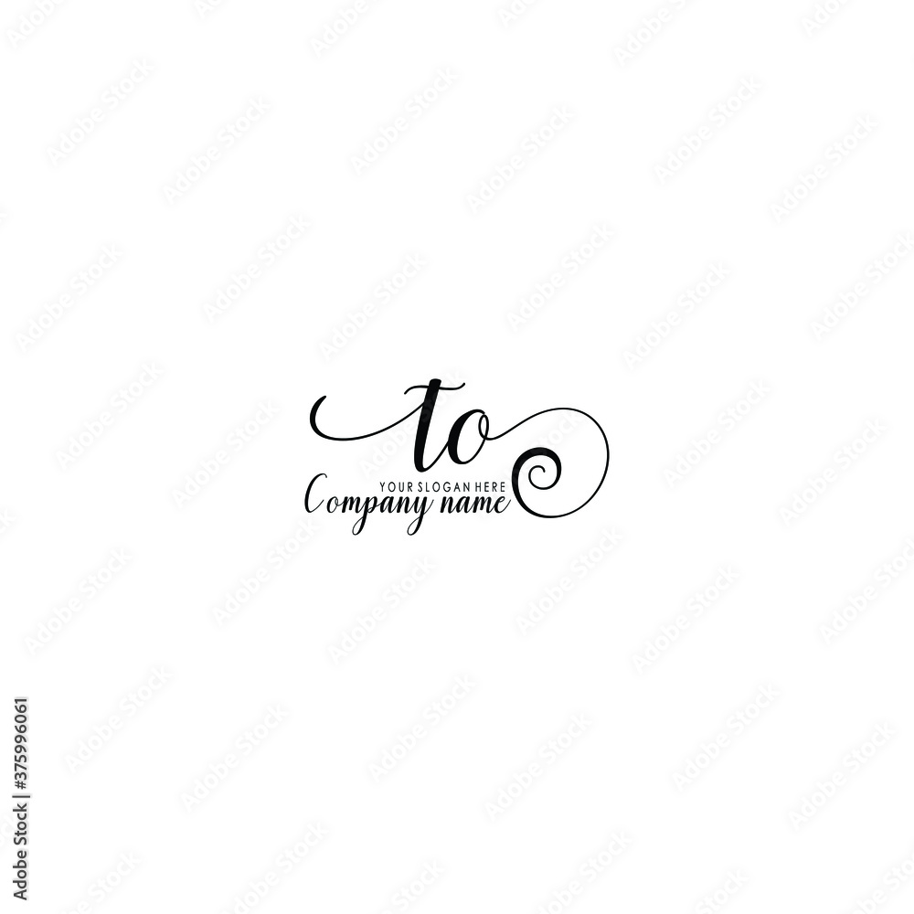 TO Initial handwriting logo template vector
