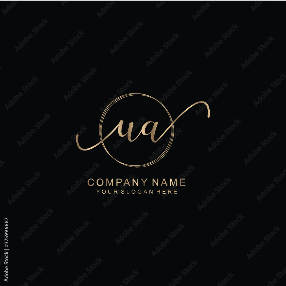 UA Initial handwriting logo template vector
