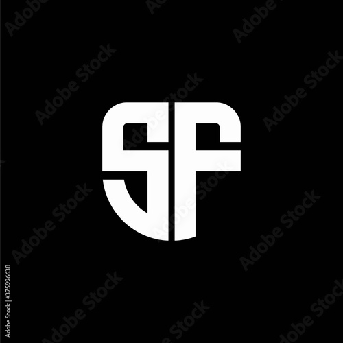 sf logo monogram with circular shape shield design template