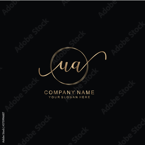 UA Initial handwriting logo template vector 