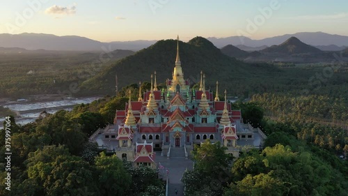 Wallpaper Mural 4K drone footage of the beautiful Chedi Phak Di Pra Kard buddhism temple in Prachuap Khiri Khan province Thailand Torontodigital.ca