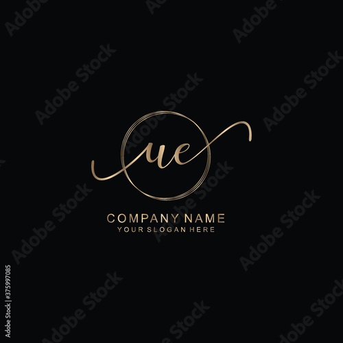 UE Initial handwriting logo template vector
