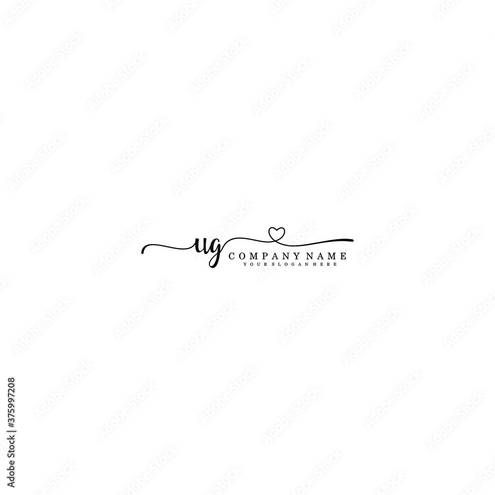 UG Initial handwriting logo template vector
