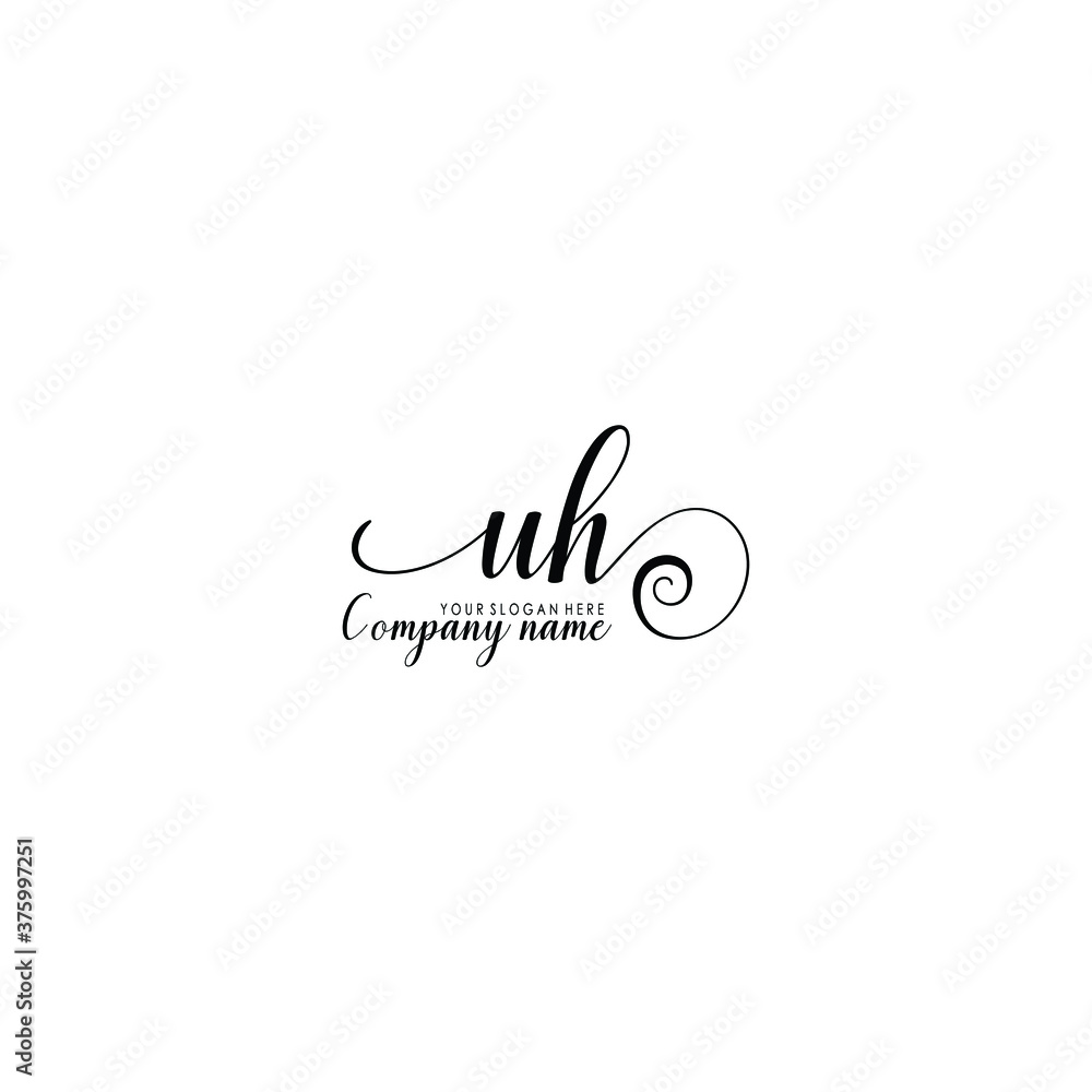 UH Initial handwriting logo template vector
