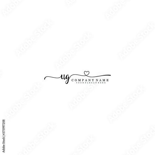 UG Initial handwriting logo template vector 